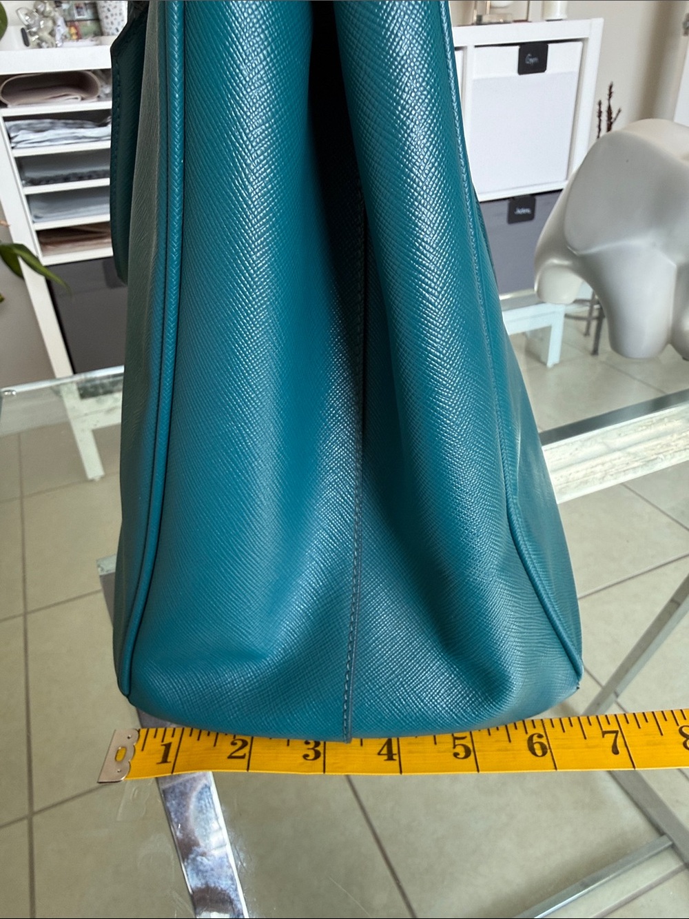 Prada Saffiano Leather Tote - Teal - Picture 12 of 15